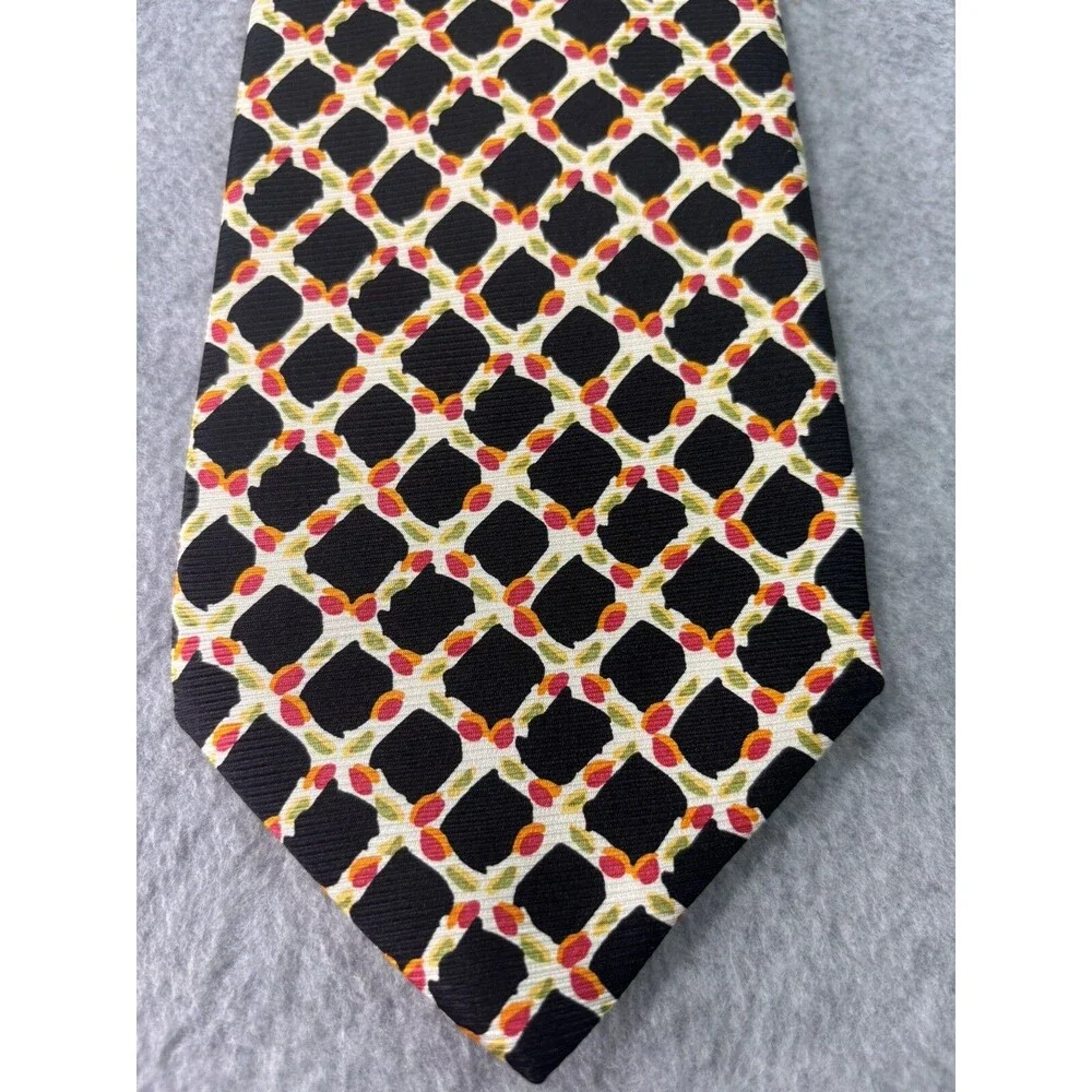 Robert Talbott‎ Nordstrom Tie Black W/ Lattice Geometric Colorful L:57” W:4”
